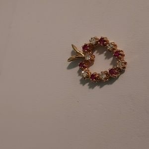 Heart Shaped Ruby & Diamond Gold Pendant